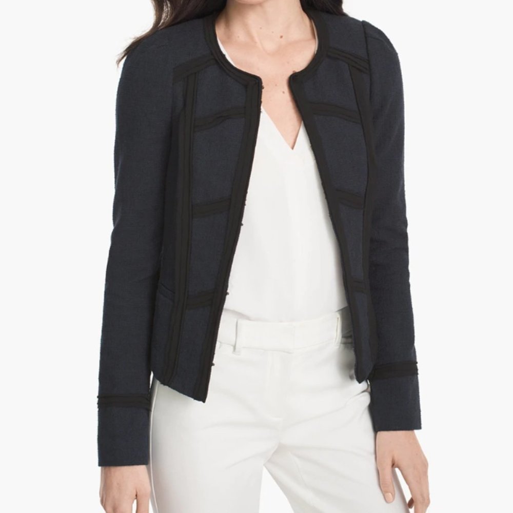 White House Black Market Tweed Crop Jacket Blue